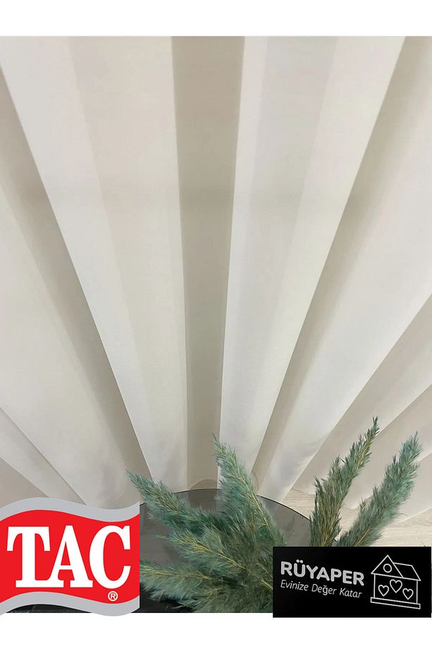 Krep Tül Yumuşak Dokulu 1/3 SIK Pile - Ekru Tül Perde - 1