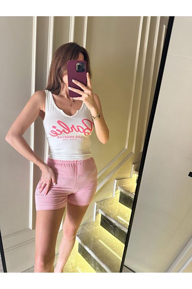 STRIVEX Baskılı Askılı Bluz Şort İkili Takım - 1