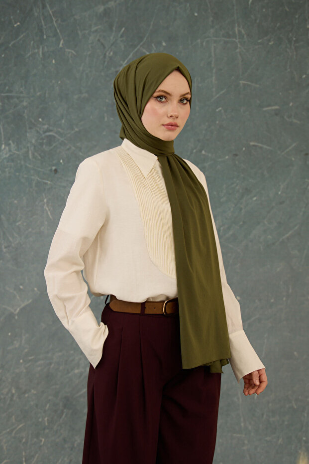Plain Pattern No Wrinkles Shawl - 3