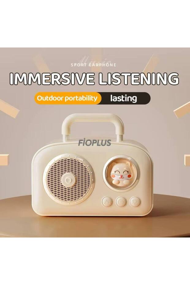 Retro Bluetooth Hoparlör – Sevimli Tasarım, Taşınabilir, Güçlü Ses, Kablosuz, FM Radyo - 3