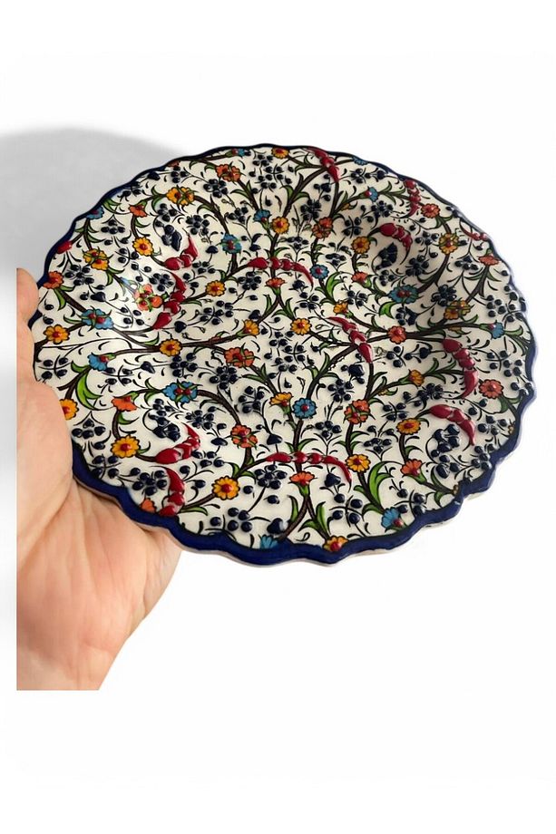 Çini Dekoratif Tabak, Duvar, Masa Süsü, Hediyelik El Yapımı (HANDMADE) Küçük Boy Tabak 18- 20 Cm - 2