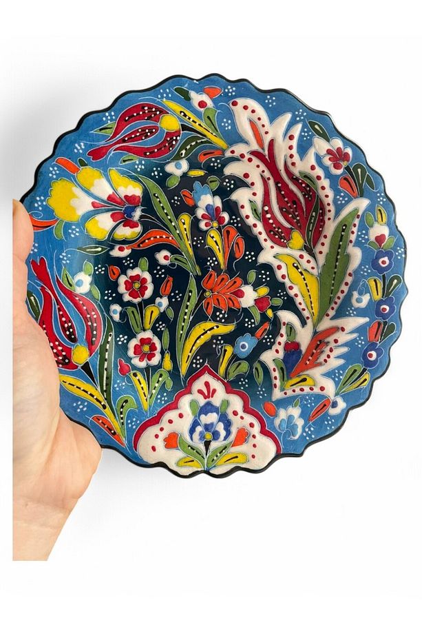 Çini Dekoratif Tabak, Duvar, Masa Süsü, Hediyelik El Yapımı (HANDMADE) Küçük Boy Tabak 18- 20 Cm - 1