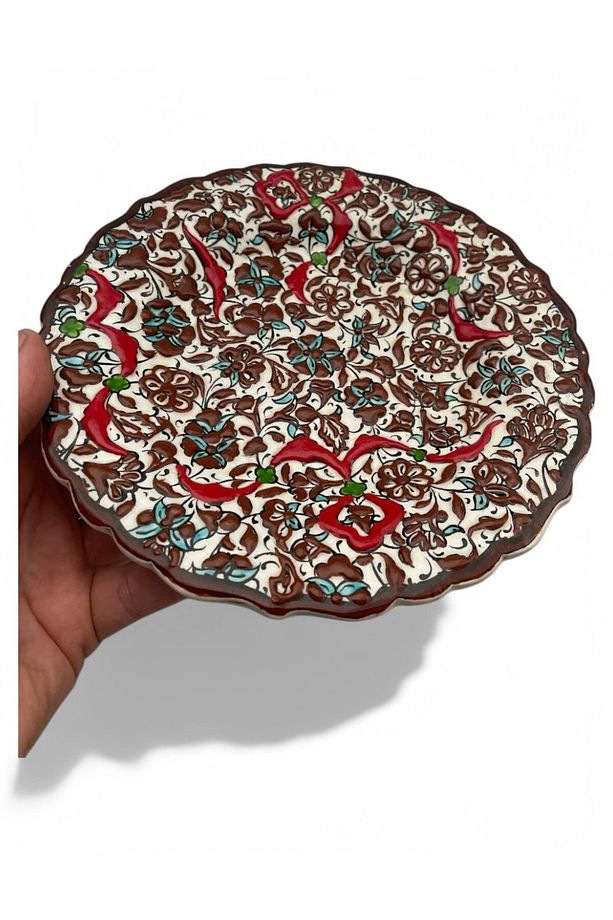 Çini Dekoratif Tabak, Duvar, Masa Süsü, Hediyelik El Yapımı (HANDMADE) Küçük Boy Tabak 18- 20 Cm - 4