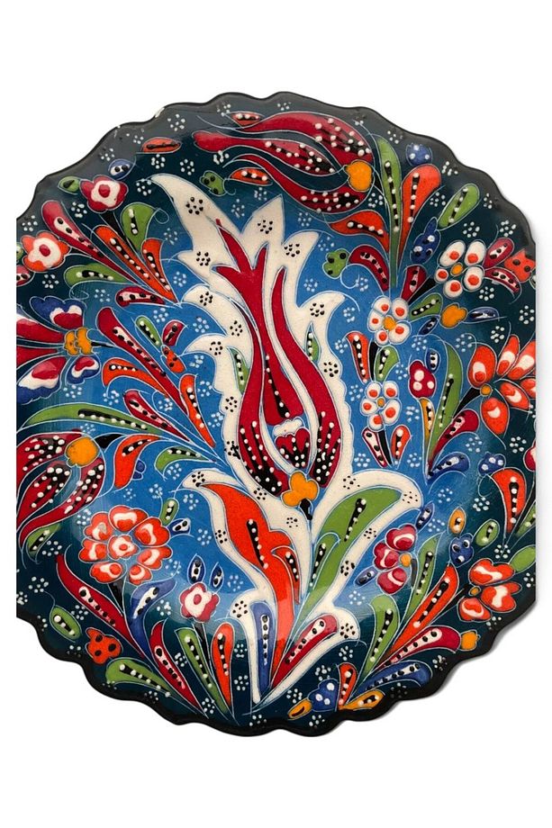 Çini Dekoratif Tabak, Duvar, Masa Süsü, Hediyelik El Yapımı (HANDMADE) Küçük Boy Tabak 18- 20 Cm - 8