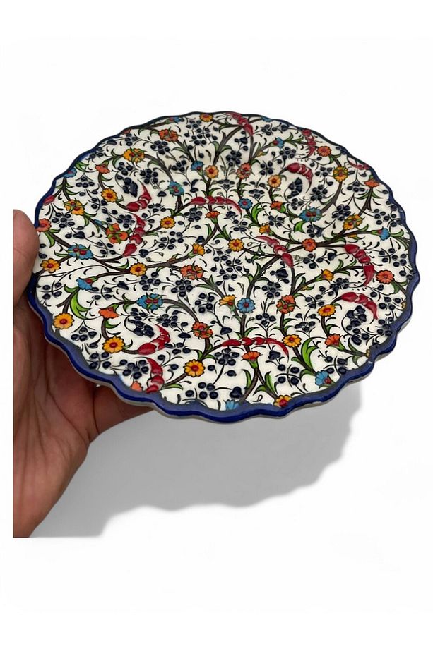 Çini Dekoratif Tabak, Duvar, Masa Süsü, Hediyelik El Yapımı (HANDMADE) Küçük Boy Tabak 18- 20 Cm - 7