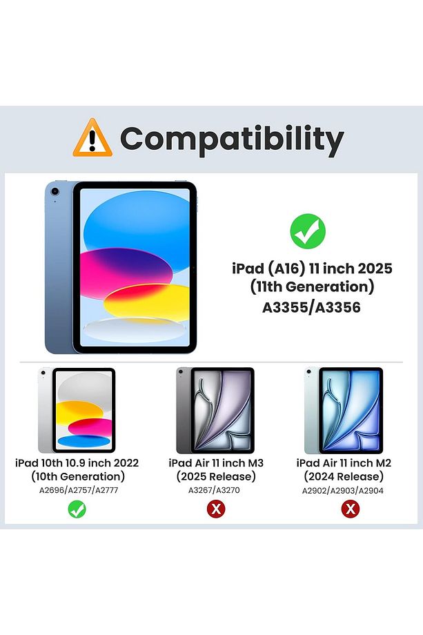 İpad 11 (A16) 2025 10. Nesil 10.9 Uyumlu Kılıf Yumuşak Kalem Bölmeli Akıllı Uyku Modlu A3354 A3355 - 2