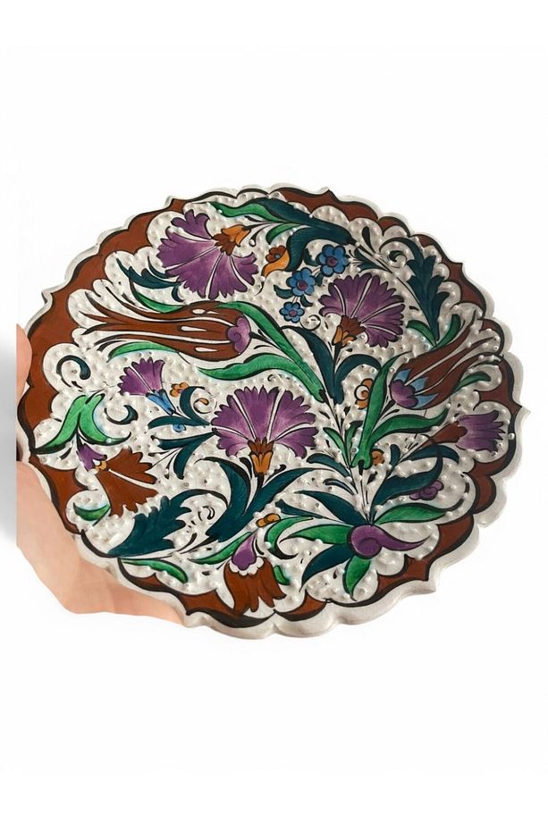 Çini Dekoratif Tabak, Duvar, Masa Süsü, Hediyelik El Yapımı (HANDMADE) Küçük Boy Tabak 18- 20 Cm - 5