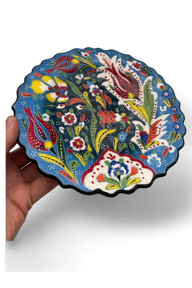 Çini Dekoratif Tabak, Duvar, Masa Süsü, Hediyelik El Yapımı (HANDMADE) Küçük Boy Tabak 18- 20 Cm - 6