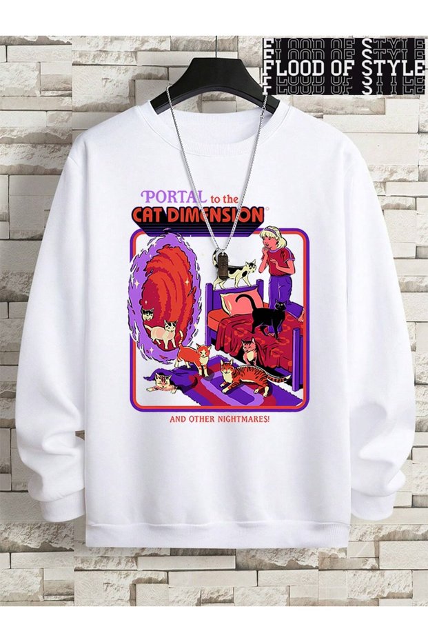 Hip Hop Harajuku Vintage Style Portal Cat Size White