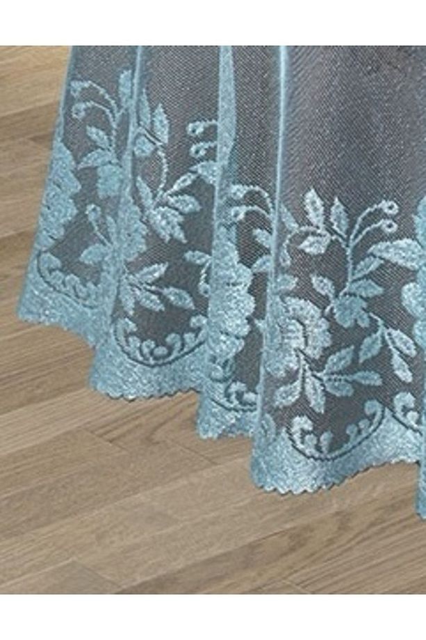 Güllü Desen Kdk Örme Tül 160 Cm Yuvarlak Masa Örtüsü (MAVİ) - 4