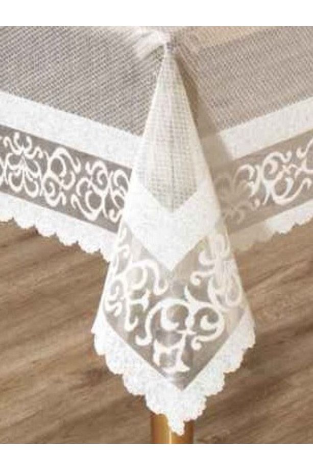 Örme Kdk Tül Osmanlı Desen Masa Örtüsü Krem - 2