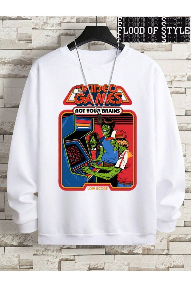 Hip Hop Harajuku Vintage Style Rot the Brains Comics White