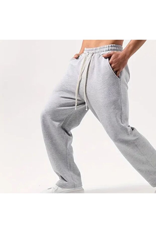 Men's Gray Straight-Leg Sweatpants