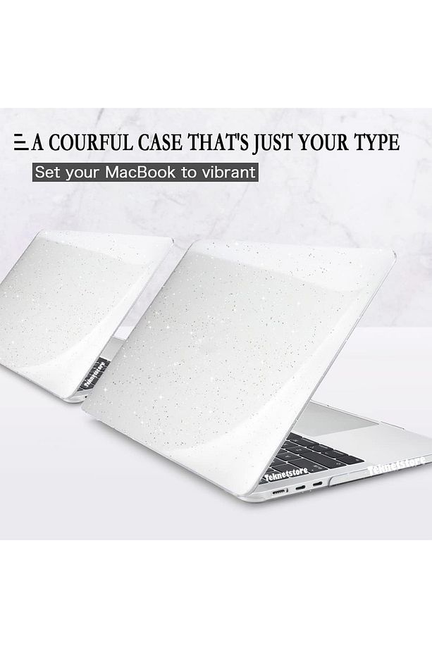 Apple Macbook Air 13.6 Inç 2022 2024 M2 M3 M4 Çip A2681 A3113 A3240 Kilif Parlak Simli Şeffaf Kapak - 4