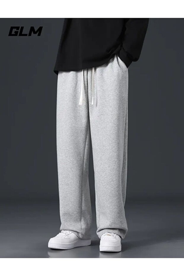 Men's Gray Straight Leg Sweatpants