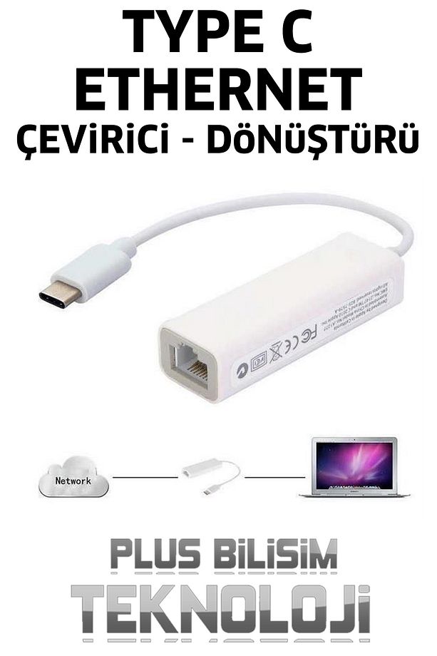 Type C Ethernet Çevirici, Type c to ethernet, Type c Ethernet Dönüştürücü Usb 2.0 Plus Bilişim - 4