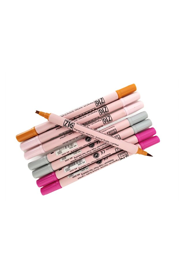 Zig Scroll & Brush Dual Line and Brush Tip Calligraphy Pen, Invitation Pen-8 Pcs