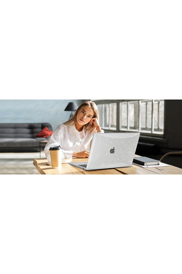 Apple Macbook 13.6′ Air M3 A3113 Macbook Koruyucu Sert Parlak Simli 1mm Ultra İnce Sağlam Kılıf - 4