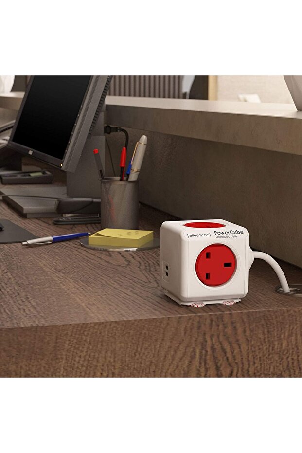 ألوكاكوك وصلة كهربائية بطول 1.5 متر + مدخلي يو اس بي - احمر - 3
