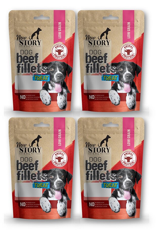 Dog Beef Fillets 4x80gr Sığır Etli Leziz Şerit Şekilli Yumuşacık Köpek Ödül Maması - 1
