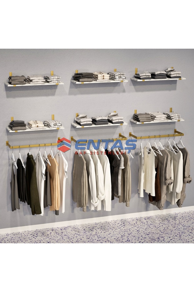 190*H:220,Giyinme Odası Rafı,Askılık Sistemi, Mağaza Raf Sistemi,Butik Raf Sistemi - 1