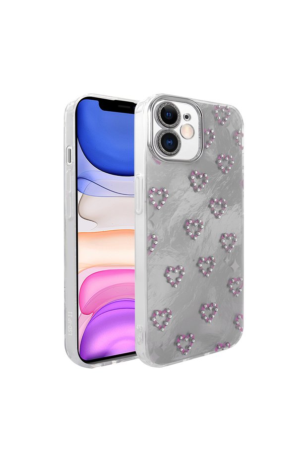Apple iPhone 11 Compatible Case Shiny Design Surface Figured Ponti Silicone Cover