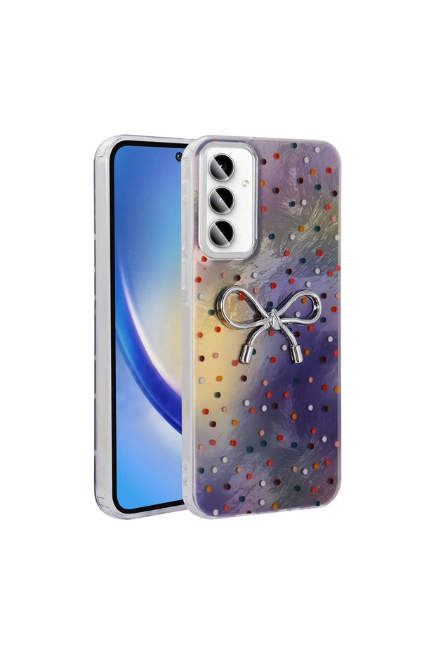 Galaxy A55 Case Camera Protected Figured Zore Ponti Silicone Cover - Lilac