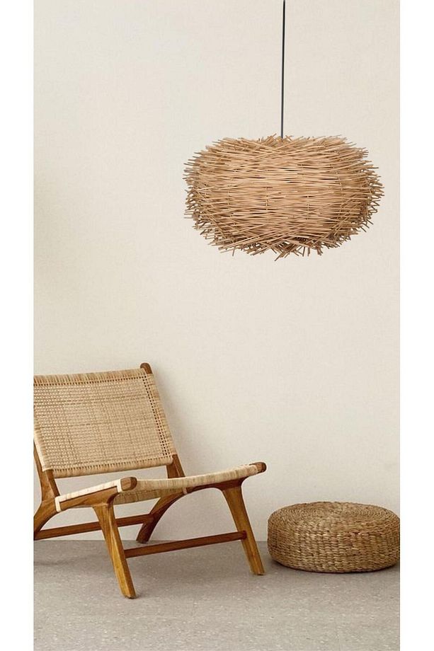 EROS BAMBU SARKIT AVİZE LAMBA BOHEM İSKANDİNAV RATTAN MODERN AYDINLATMA 40 CM - 1