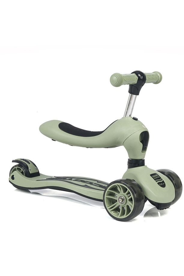 Smart Oturaklı Çocuk Scooter 3 Tekerlekli Led Işıklı Scooter Yükseklik Ayarlı 1-5 Yaş Yeşil - 3