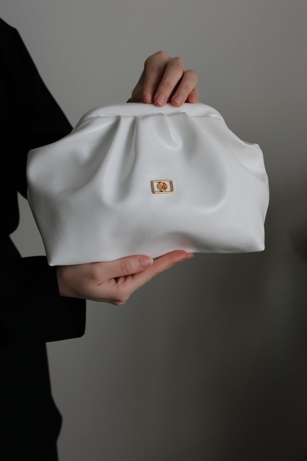 Women's White Patent Leather Faux Leather Long Strap Clutch Daily and Evening Dress Bag