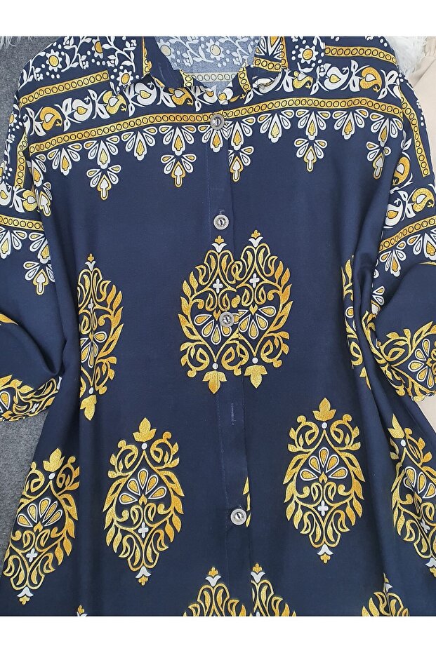 Oval Cut Buttoned Viscose Tunic - 4