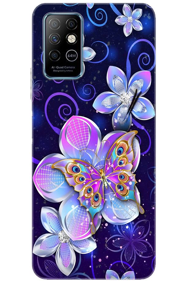 iNfinix Note 8 (X692) Uyumlu Kılıf Desen Baskılı Silikon Kelebek ve Çiçekler STK:718 CP-aj3wGxQ - 1