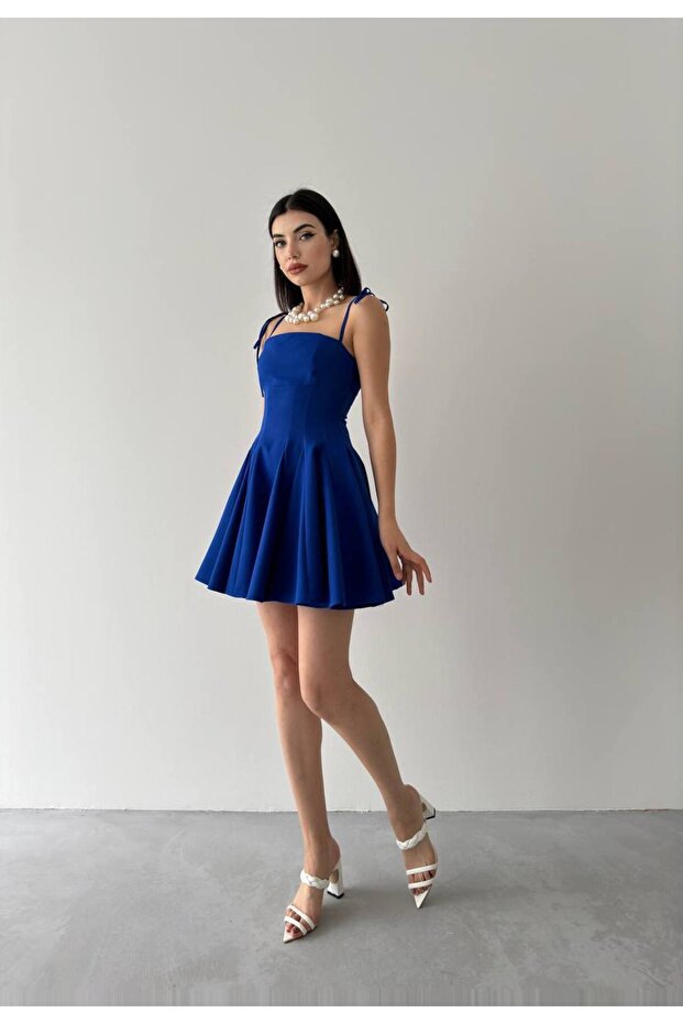 İP ASKILI KLOŞ MİNİ ELBİSE - 4