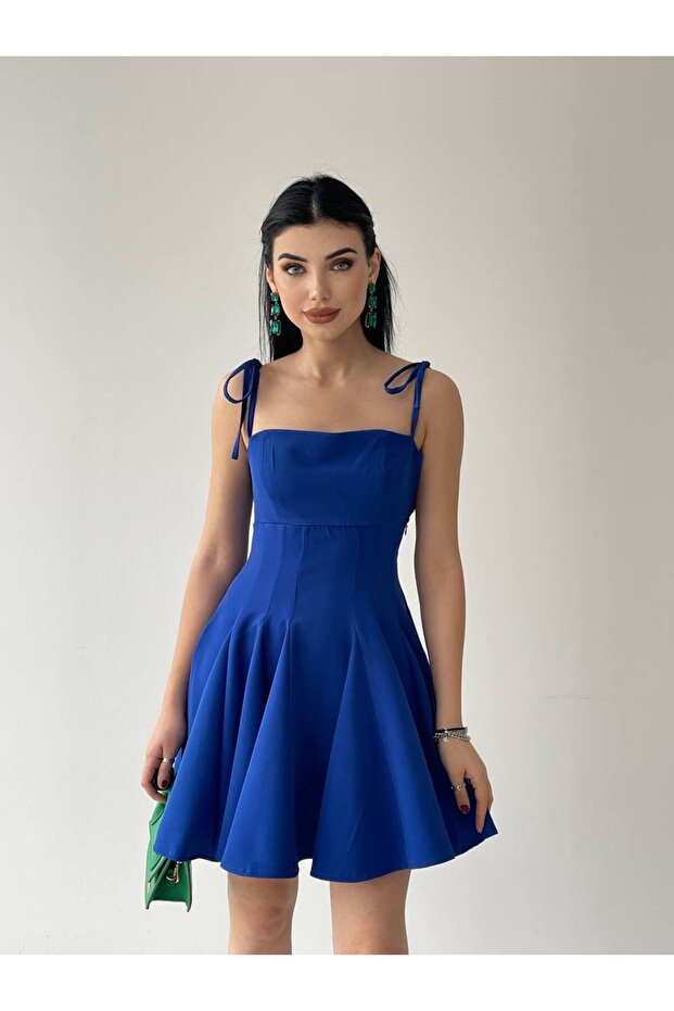 İP ASKILI KLOŞ MİNİ ELBİSE - 3