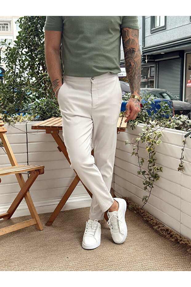 Basic Tek Düğmeli Jogger Pantolon gri - 3