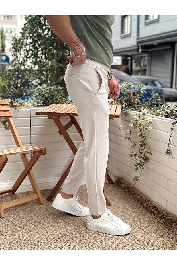 Basic Tek Düğmeli Jogger Pantolon gri - 5