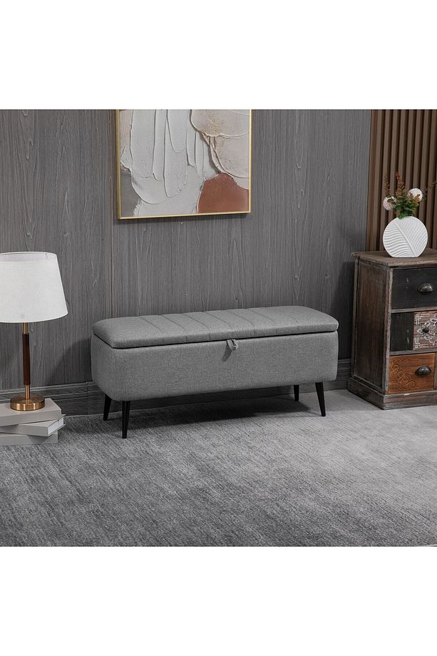 bianka sandıklı puf bench retro ahşap ayak - 2