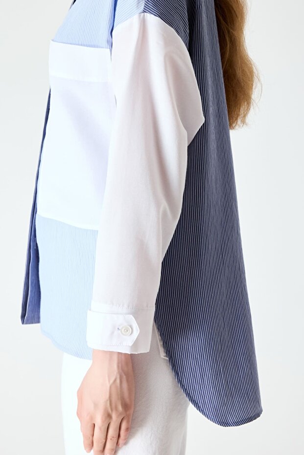 Çift renk çizgili gömlek - 2