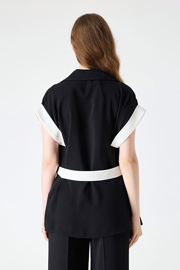 Kemer detaylı kontrast ceket - 2