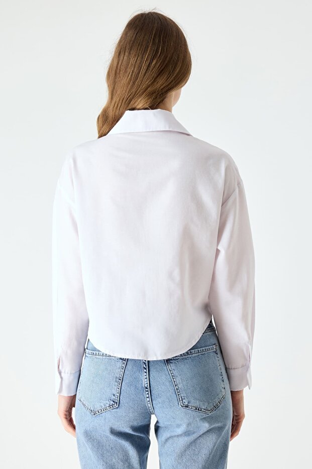 Nakış detaylı beyaz gömlek - 3