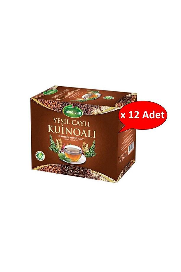 Yeşil Çaylı Kinoalı Karışık Form Çayı 1.5 gr x 30 Süzen Poşet x 12 Adet - 1