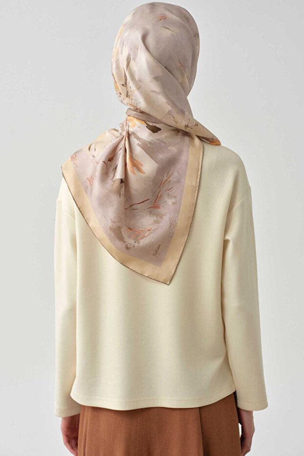 Yırtmaçlı Asimetrik Örme Sweat - Ekru - 8