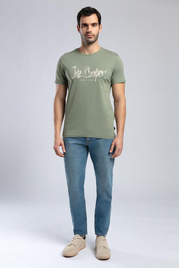 Drawinglogo Men's 100% Cotton O-Neck T-Shirt Khaki