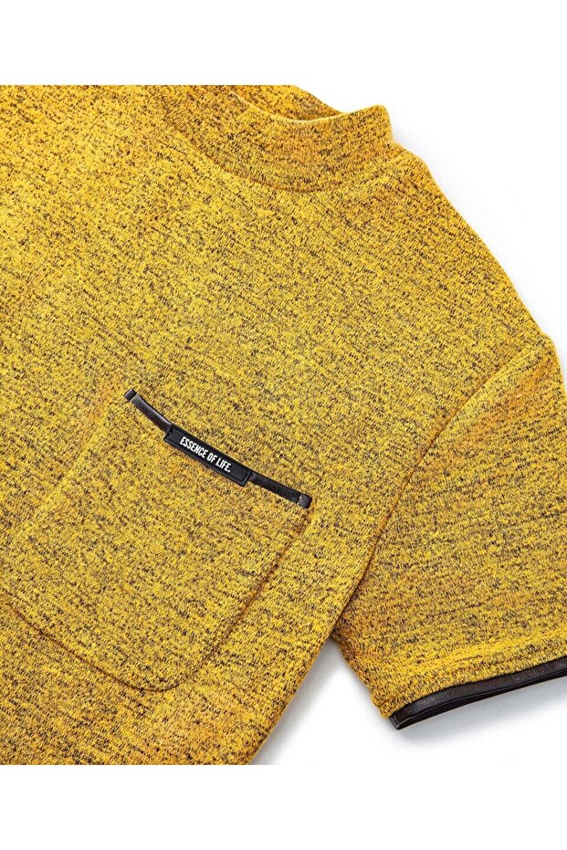 Kumaş mıx triko elbise - 4