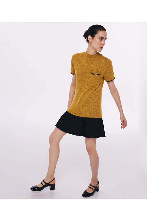 Kumaş mıx triko elbise - 1