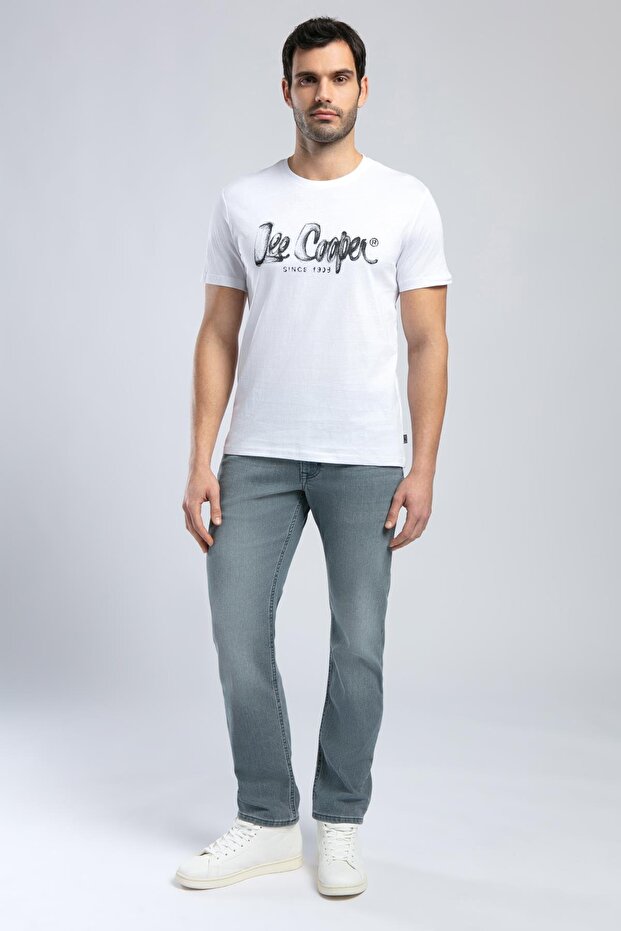 Round Neck White Men's T-Shirt 252 Lcm 242002 Drawinglogo