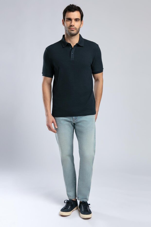 Tyler Men's 100% Cotton Polo Collar T-Shirt Navy Blue