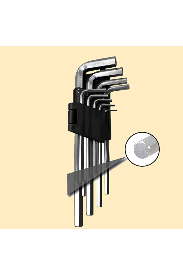 9 Piece Long Size Steel Allen Set - Extra Long