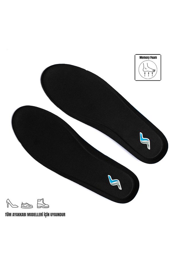Memory Foam Ayakkabı Tabanlığı Ortapedik Yastıklı Unisex 100 Model Tabanlık Siyah - 3