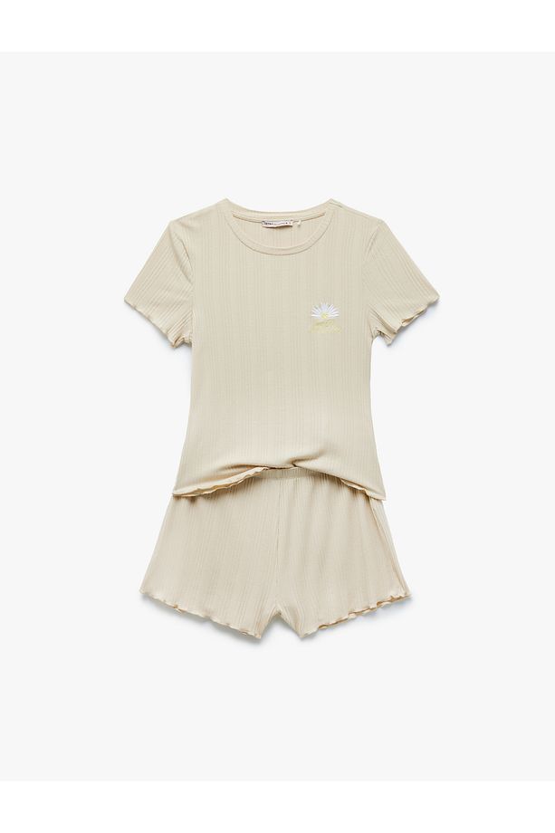 Modal Kumaş Ribanalı Kısa Kollu Şortlu Pijama Takımı - 3